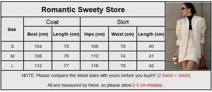 Minimalist White Tailored Blazer and Skirt Set for Women
