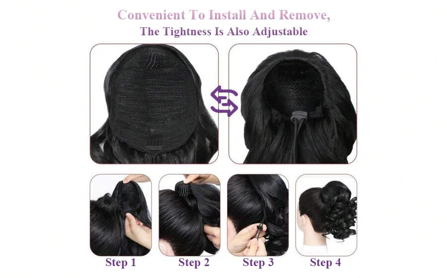 Body Wave Human Hair Drawstring Ponytail for Women
