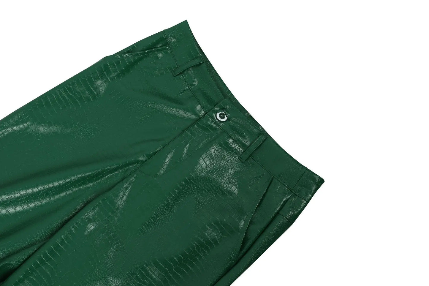 Green Faux Leather Corset Cut-Out Cargo Sleeveless Jumpsuit Set for Women