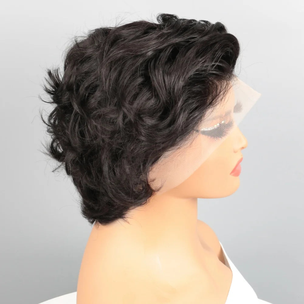 Short Curly Lace Frontal Human Hair Wig for Black Women