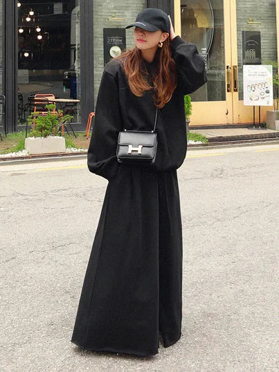 Beautyblue Gray Wide Leg Pants Black Bottoms for Women Casual Loose Pocket Korean Harajuku Streetwear Female Outdoor Sweatpants