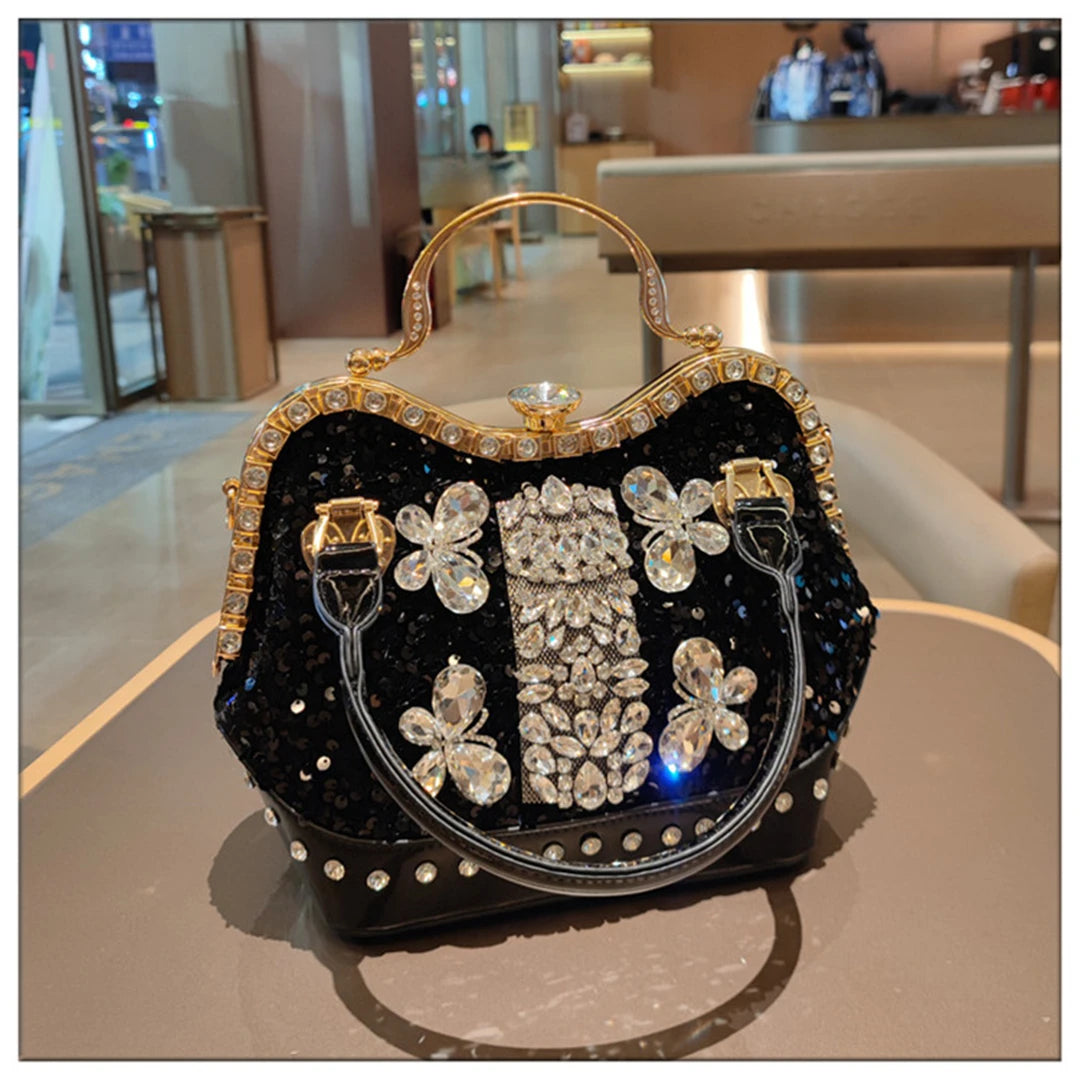 Crystal Sequin One Shoulder Crossbody Handbag for Women