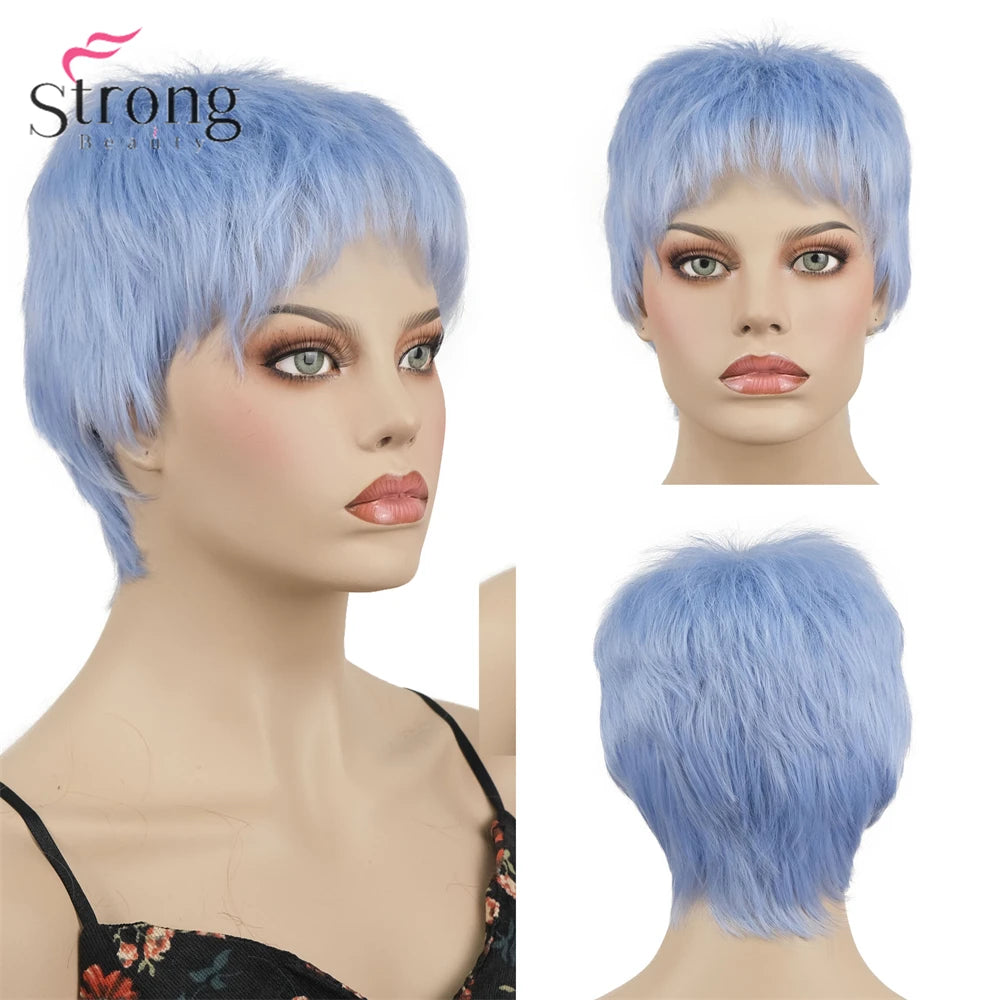 Capless Red Short Pixie Cut Natural Synthetic Wig For Women