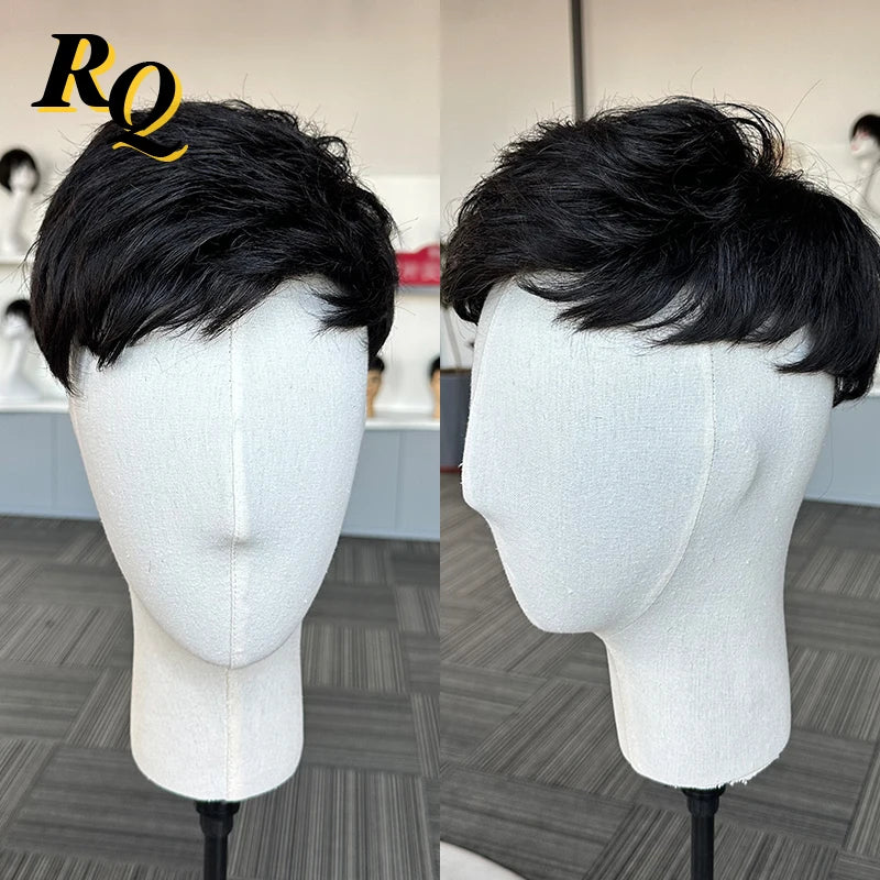 Premium Pre Styled Mono Hair Replacement System For Men Natural Black