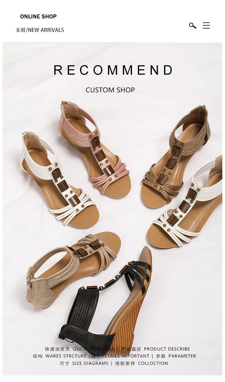 Comfortable Bohemian Beaded Strap Sandals For Women