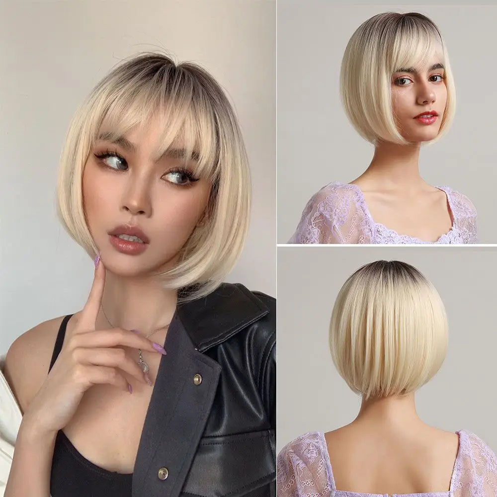Short Pixie Cut Synthetic Wig With Bangs for Black Women