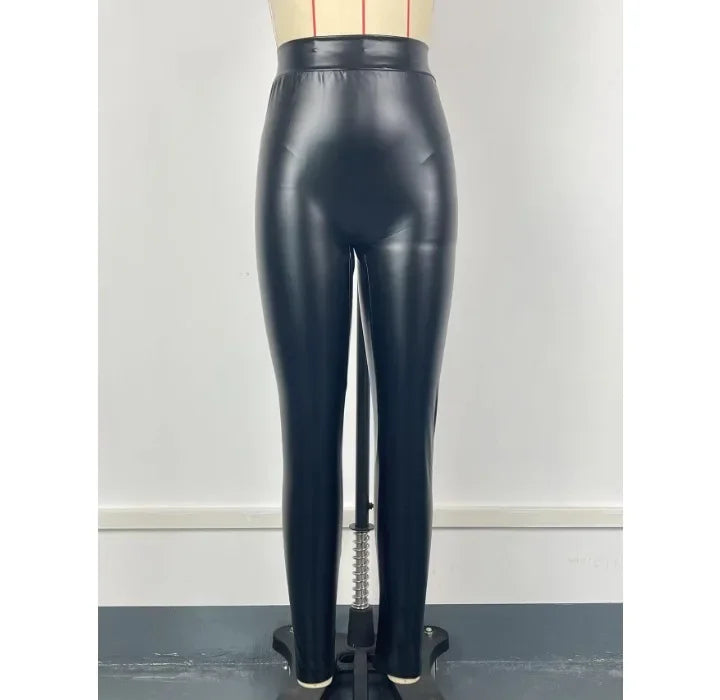 Sexy Pants for Women Fashionable and Versatile Pencil PU Leather Elastic Tight V-waist Trousers Female Summer and Fall 2025 New