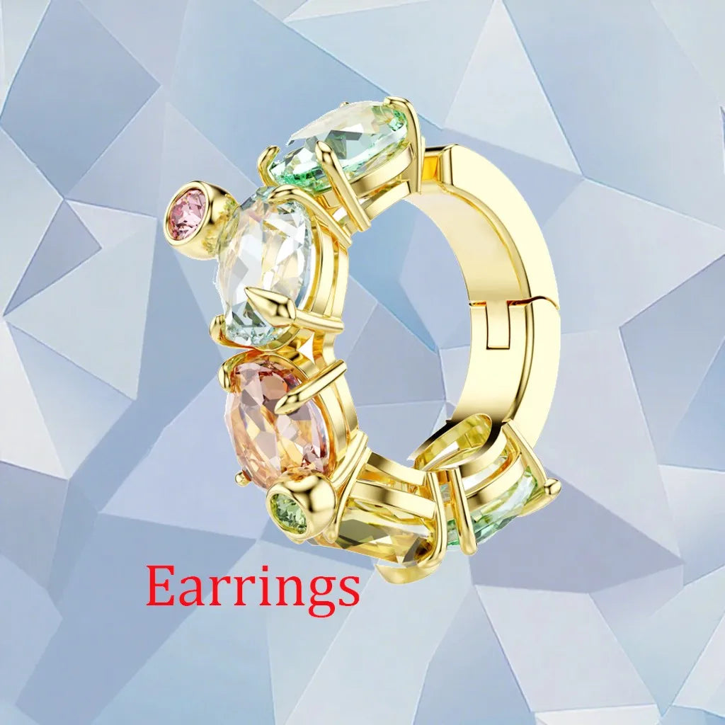 Gold Plated Zirconia Crystal Pendant Set for Women