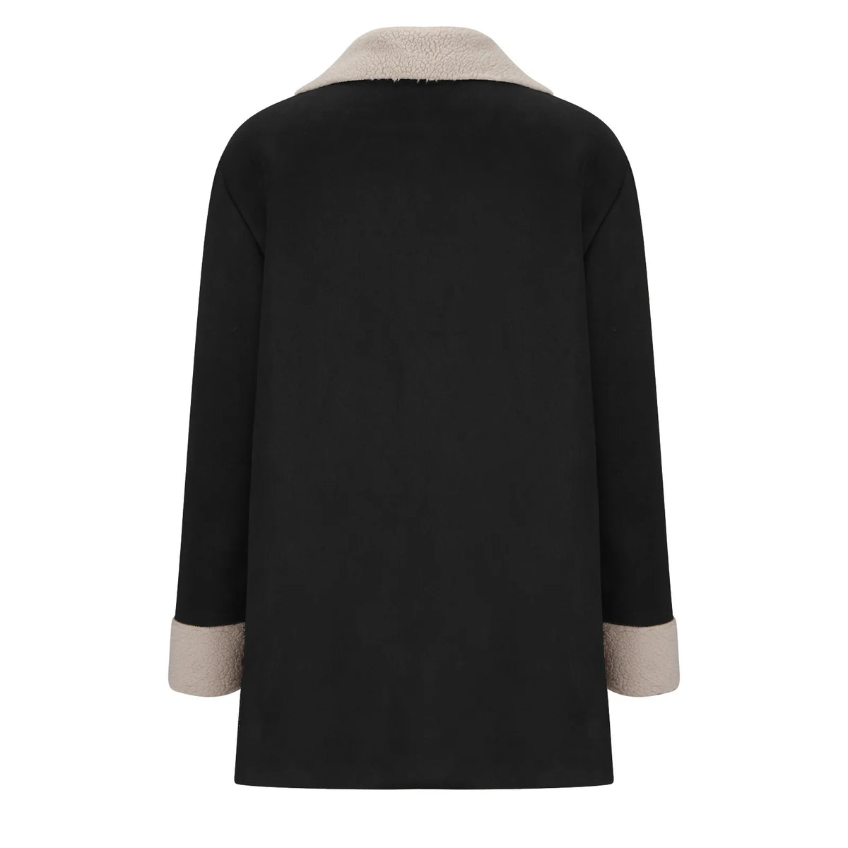 Warm Fleece Lined Suede Coat With Notch Lapel for Women