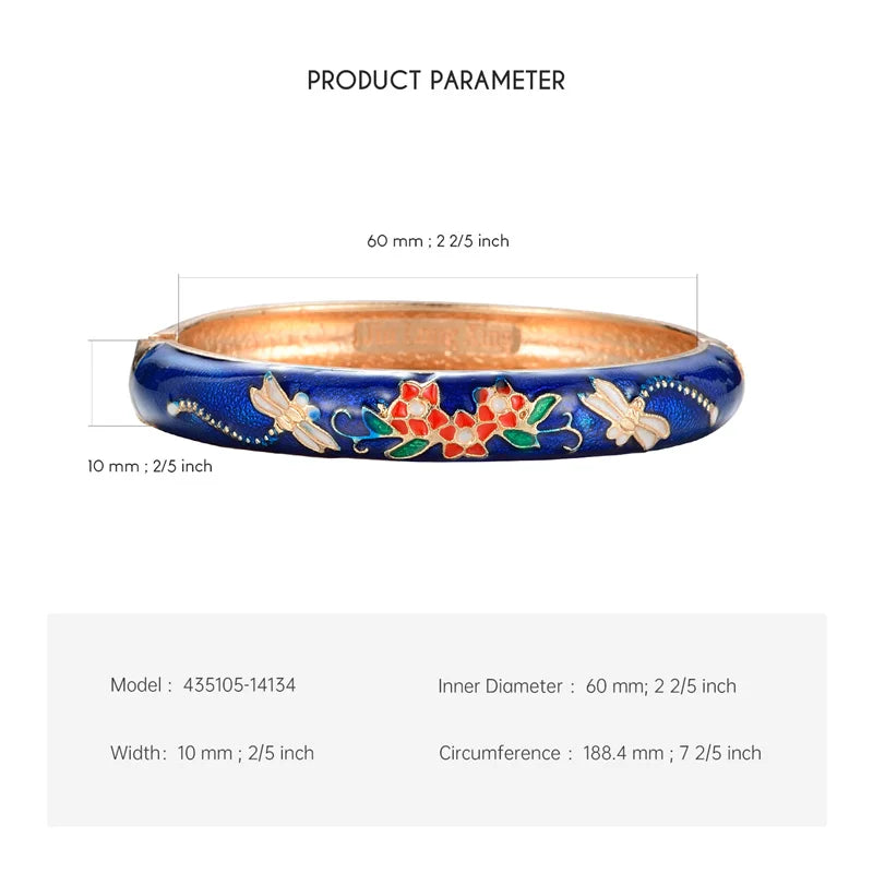 Floral Enamel Bangle Bracelet