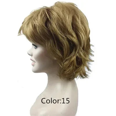 Fluffy Short Straight Layered Blonde Synthetic Wig For Women