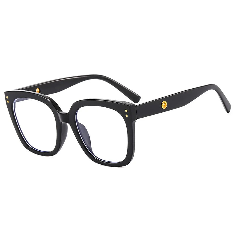 Oversized Square Reading Glasses with Rivet Detail for Women