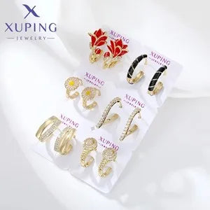 Gold Tone Copper Alloy Hoop Earrings