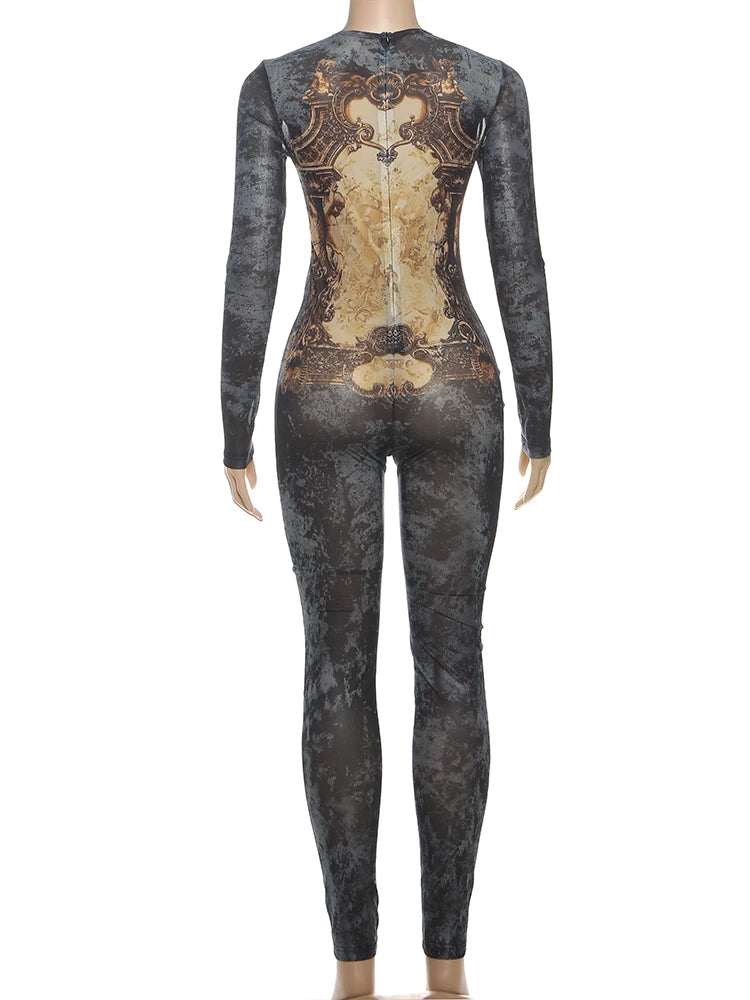 Slim Fit Long Sleeve Ankle Length Jumpsuit for Women