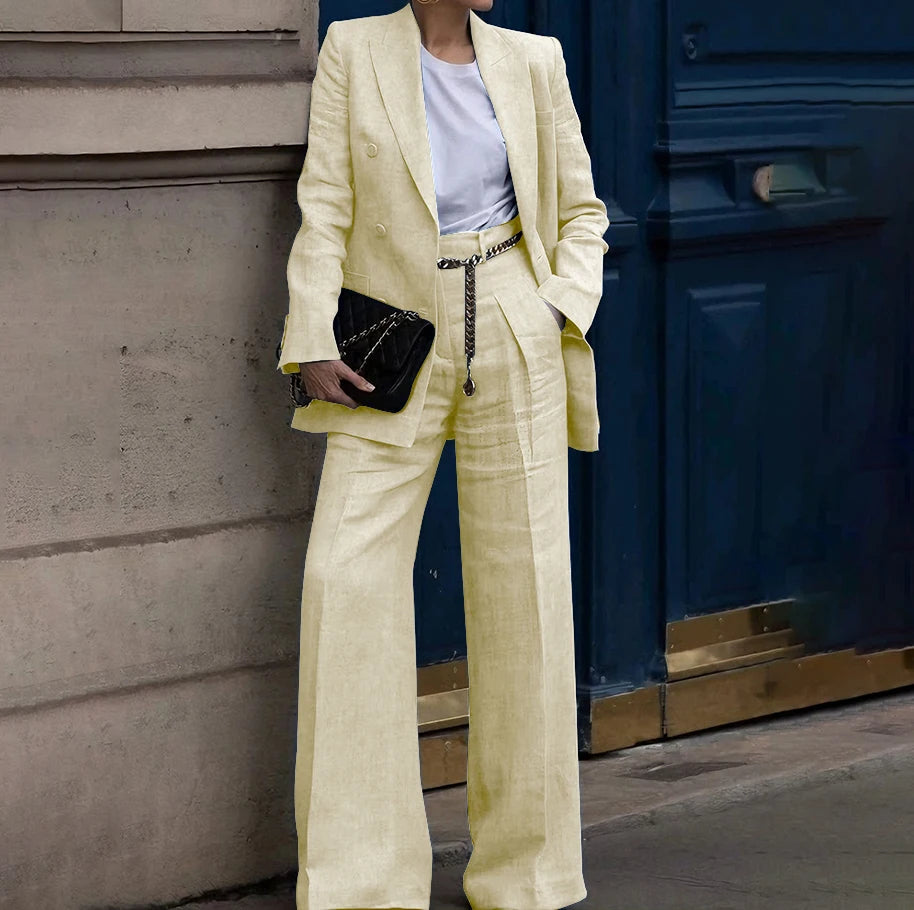 Double Breasted Classic Two Piece Suit Set for Women