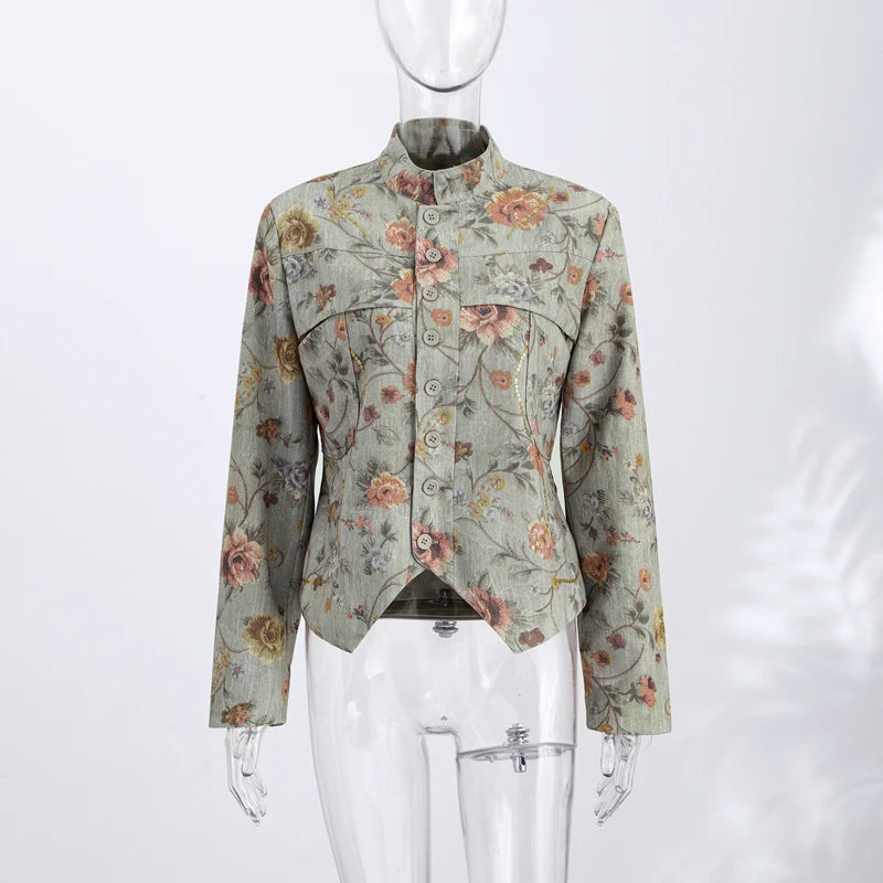 Elegant Striped Embroidered Open Stitch Jacket for Women