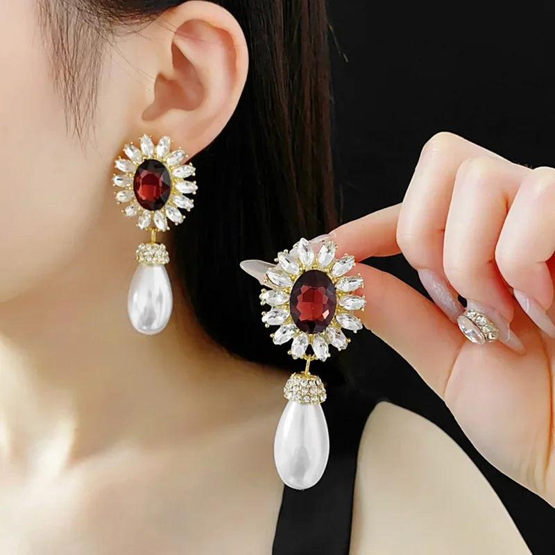 Simulated Pearl Necklace And Earring Set