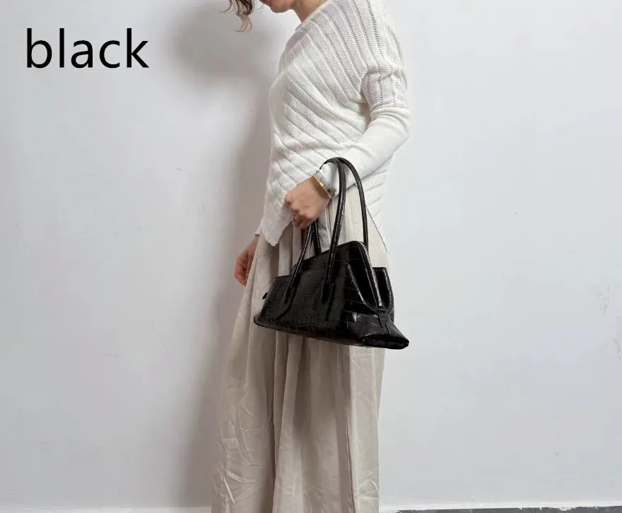 Retro Crocodile Pattern Large Capacity Tote Bag Design Women's Pleated  Leather Shoulder Bag Female Daily Commuter Bag 2025