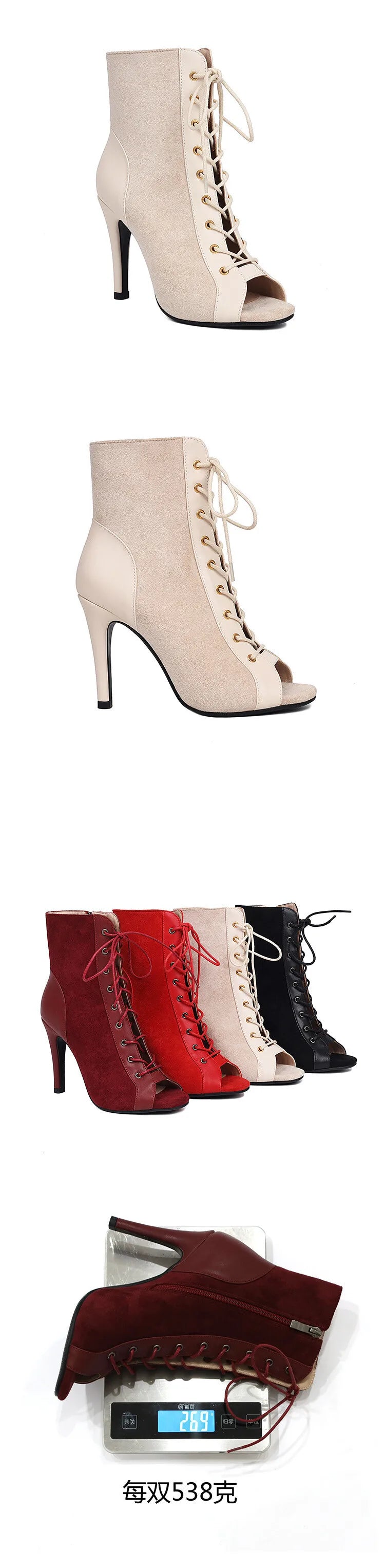 Thin Heel Latin Dance Ankle Boots With Zip for Women