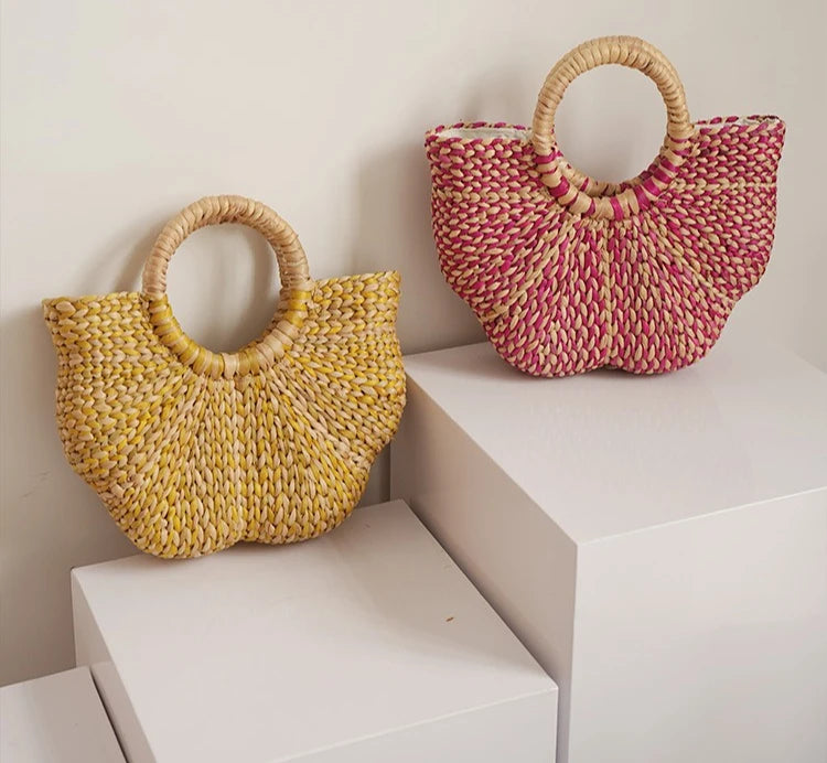 New Straw Woven Women's Bag Hand-woven Straw Women's Handbag Luxury Brand Personalized Fashionable Straw Beach Bag High Quality