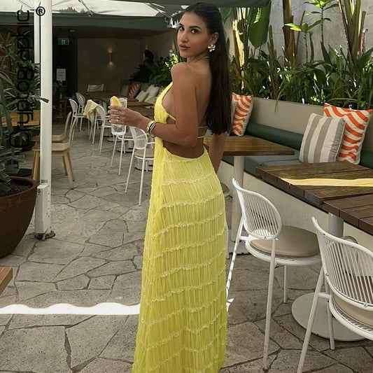 Backless Halter Maxi Dress
