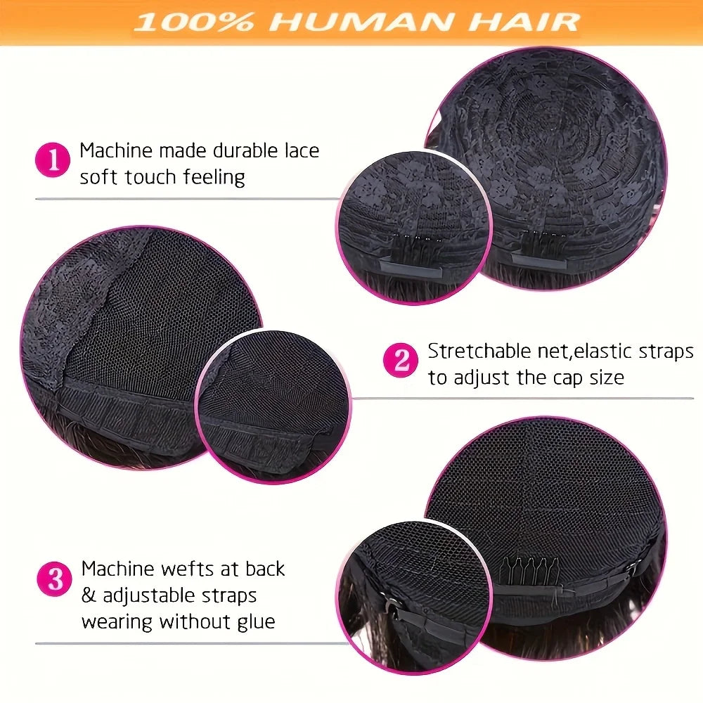 Delicate Natural Short Curly Wig With Bangs For Women