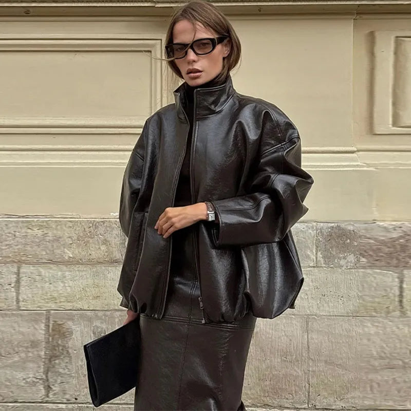 Vintage Leather Skirt Set