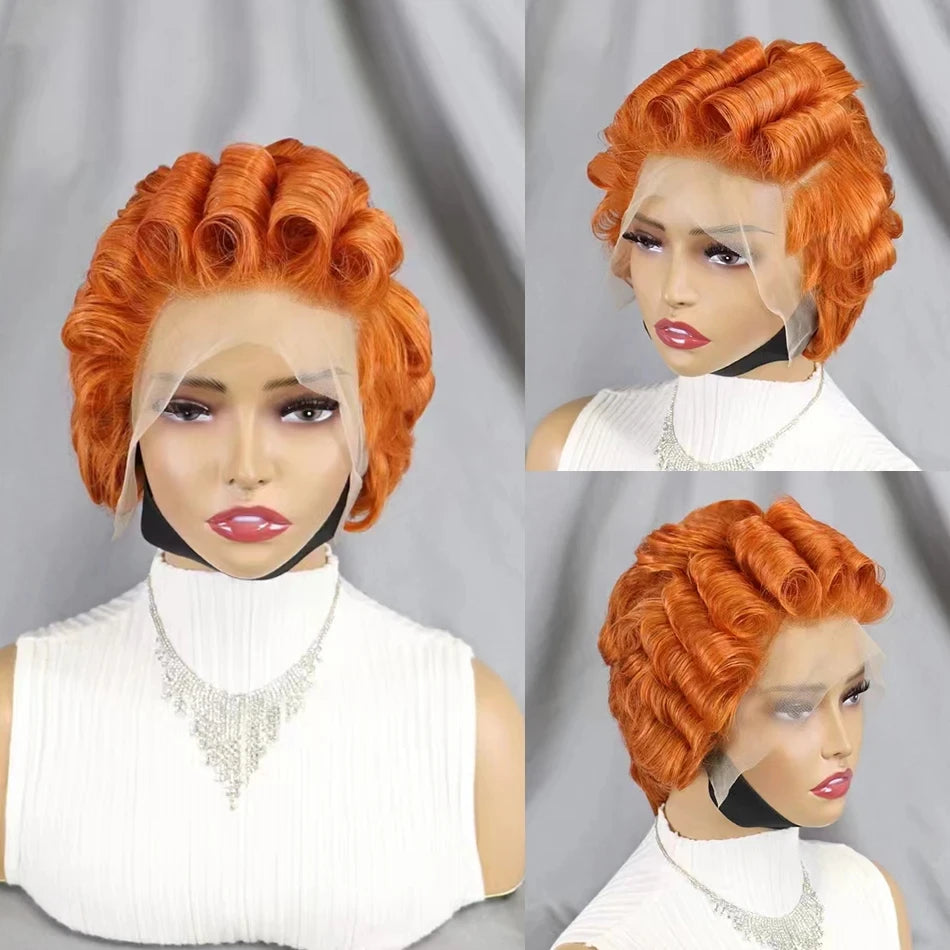 Chocolate Brown Pixie Cut Lace Front Human Hair Wig for Women