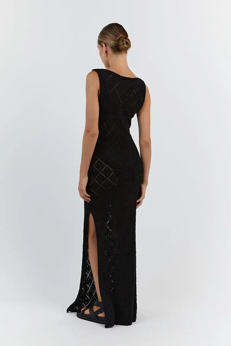 Sexy Cut Out Slit Knit Mesh Swimsuit Cover Up Pareo Tunic 2025 Summer Beach Maxi Dress Bikini Cover-ups Women Beachwear A2318