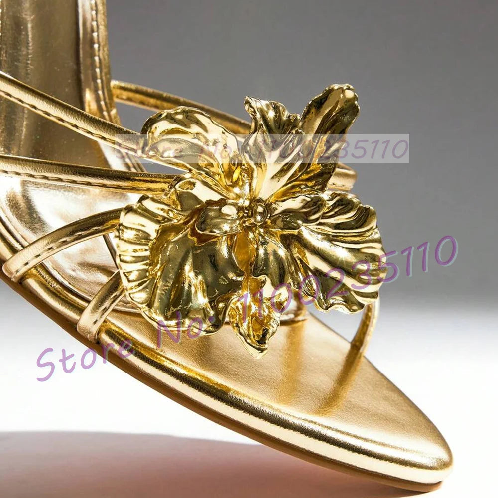 Chic Gold Mirror Wedge Sandals With Ankle Strap For Women