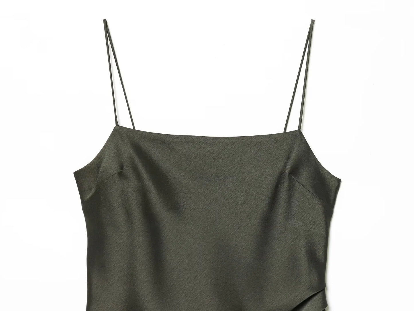 Elegant Dark Green Satin Lace Slip Evening Dress For Women