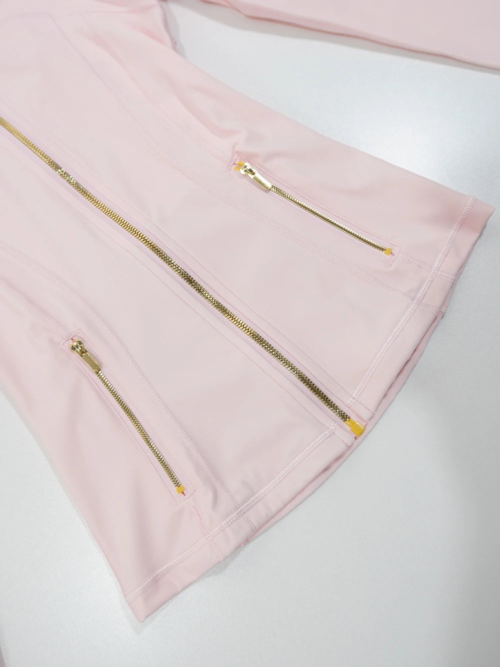 Slimming Gold Zipper Jacket and Yoga Pants Set for Women