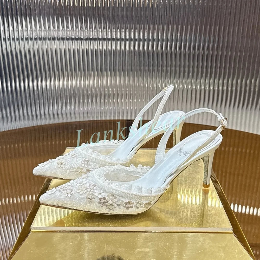 Mint Green Crystal Embellished Stiletto Sandals for Women