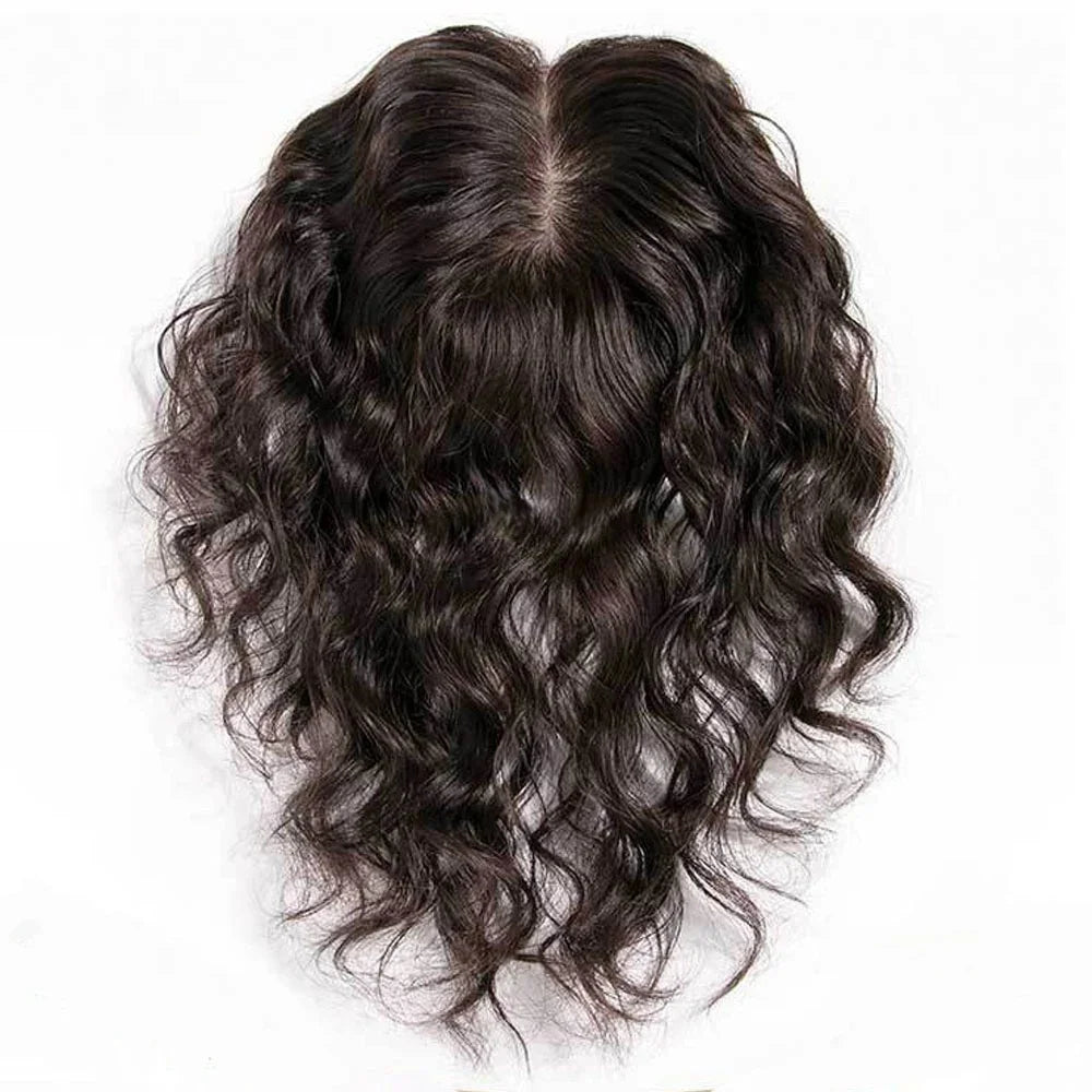 Wavy Silk Base Human Hair Topper With Clips for Women