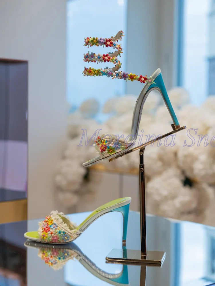 Chic Open Toe Floral Lace Trim Flat Sandals for Women