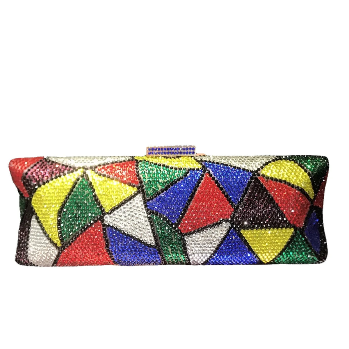Plaid Rhinestone Evening Chain Clutch Purse for Women