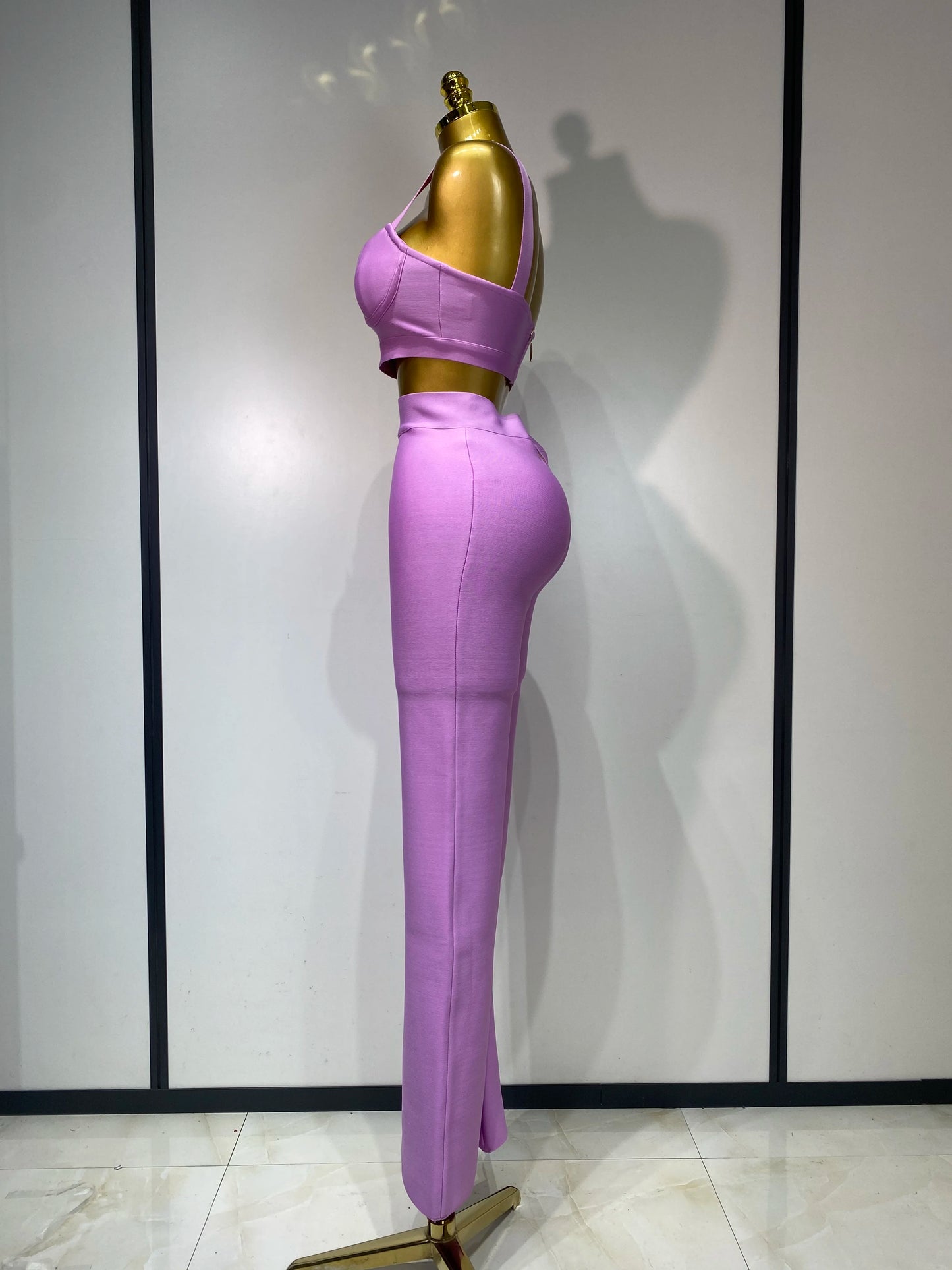 Women Sexy Bandage Crop Top Pant Set Evening Party Club Luxury Birthday High Street Fashion Elegant Luxury Birthday Outfit ﻿