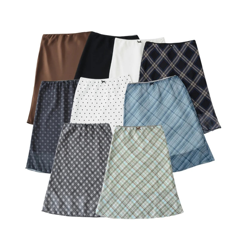 Printed High Waist A-Line Mid-Calf Skirt