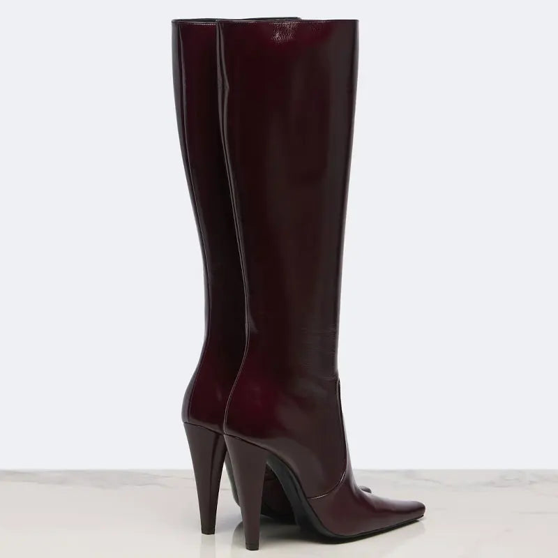 Pointed Toe Knee High Stiletto Heeled Boots for Women