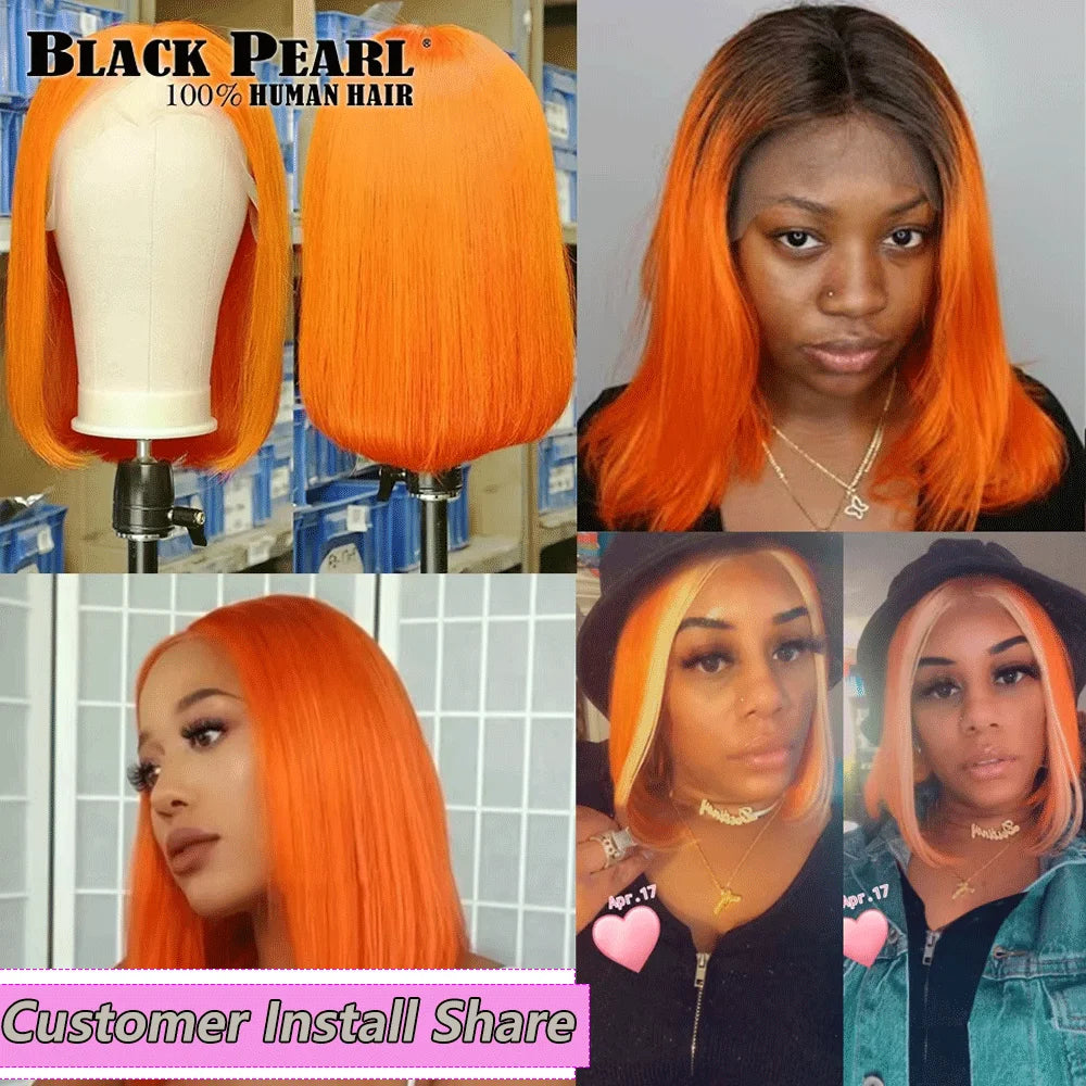 Glueless Brazilian Human Hair Transparent Lace Bob Wig For Women