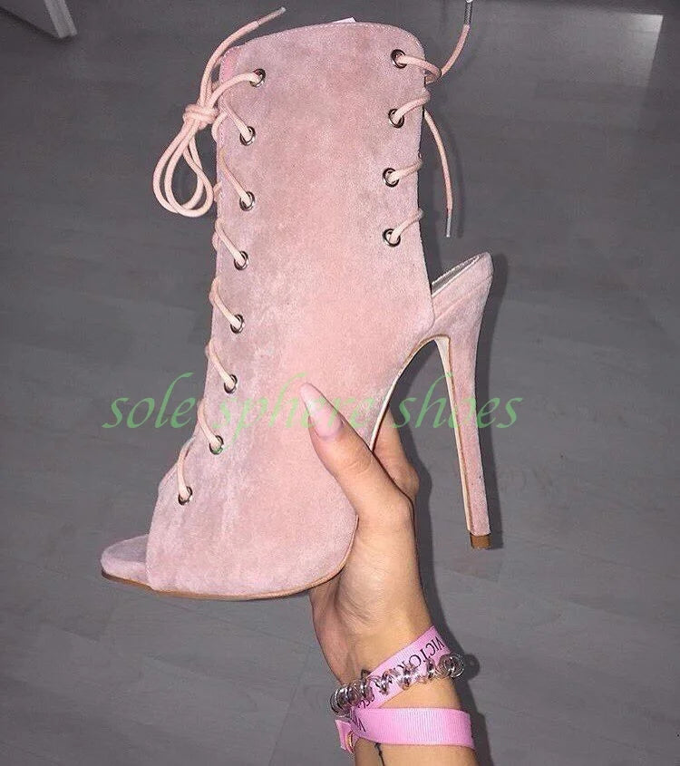 Slingback Gladiator Peep Toe Lace Up Pumps for Women