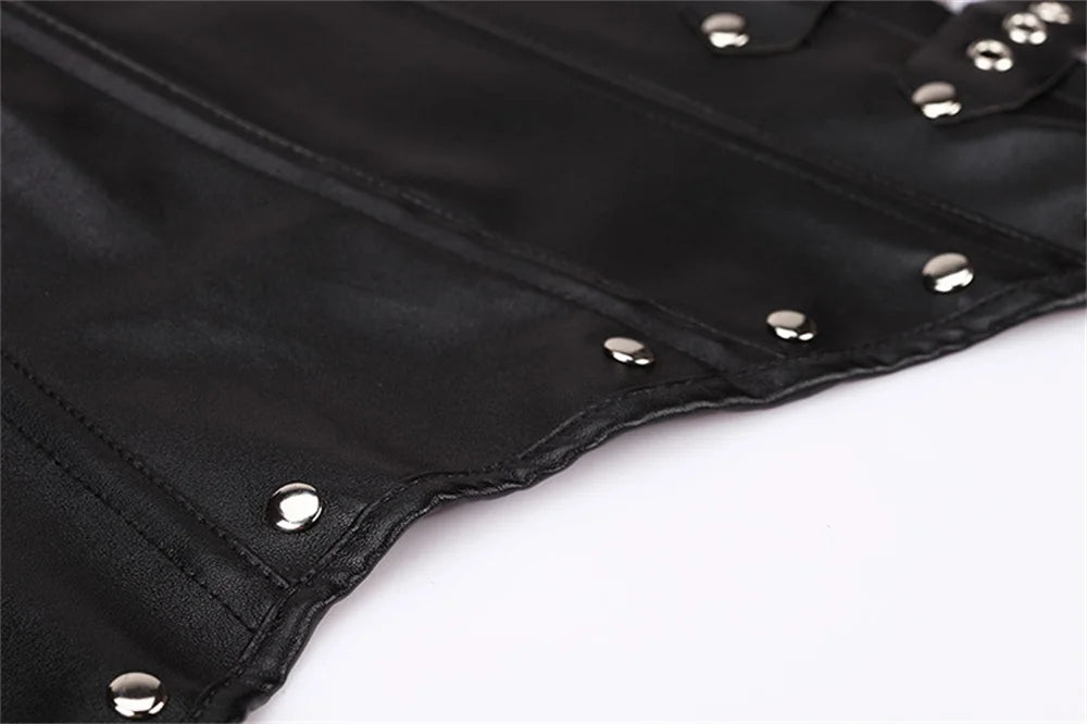 Gothic Faux Leather Underbust Plus Size Corset for Women
