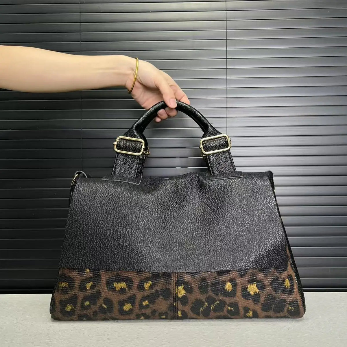 Leopard Print Large Capacity Shoulder Tote Bag for Women