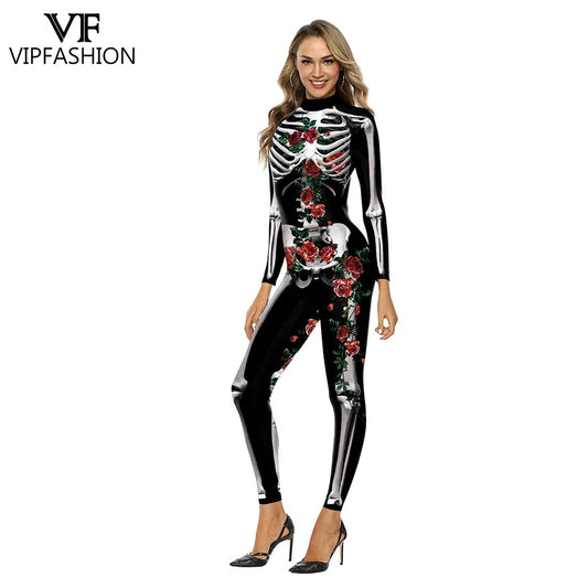 Rose Skeleton Print Jumpsuit