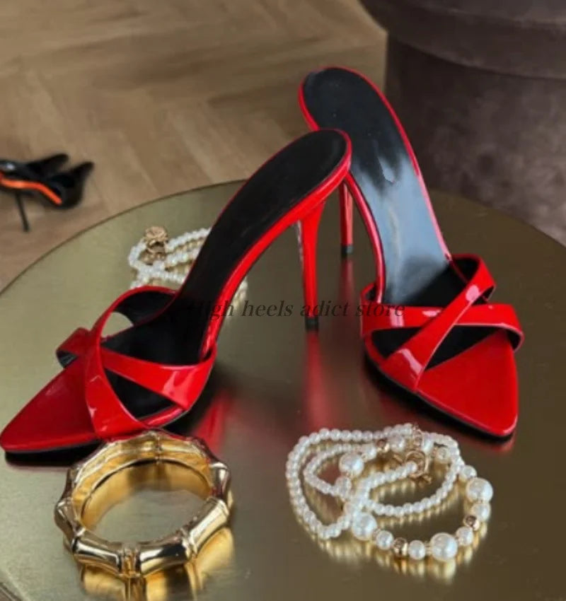 Elegant Pointy Toe Leather Stiletto Mules for Women