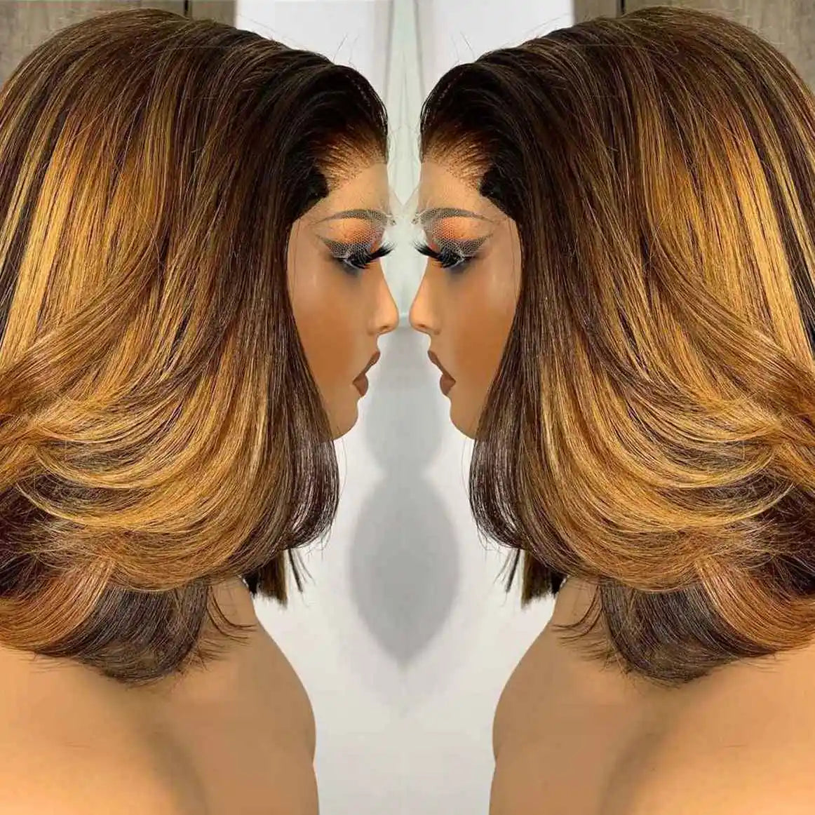 Glueless Pre-Plucked Brazilian Human Hair Lace Bob Wig for Women
