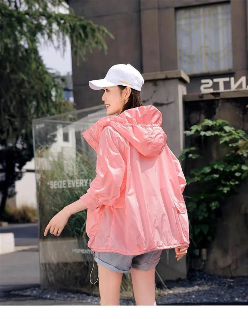 Casual Loose Fit Breathable Hooded Jacket for Women