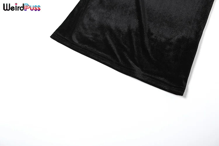 Weird Puss Diagonal Collar Sexy Dress Women Y2K Summer Trend Hollow Mesh Patchwork Midnight Birthday Party Clubwear Maxi Bodycon
