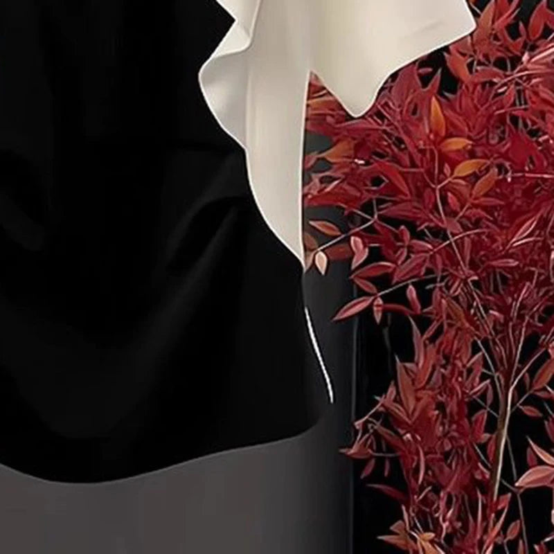 French style fashion ruffled three-dimensional disc color block T-shirt short sleeve women's summer new patchwork casual top