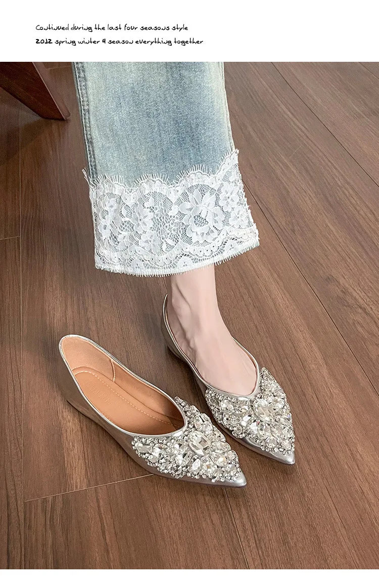 Elegant Patent Leather Rhinestone Ballet Flats for Women